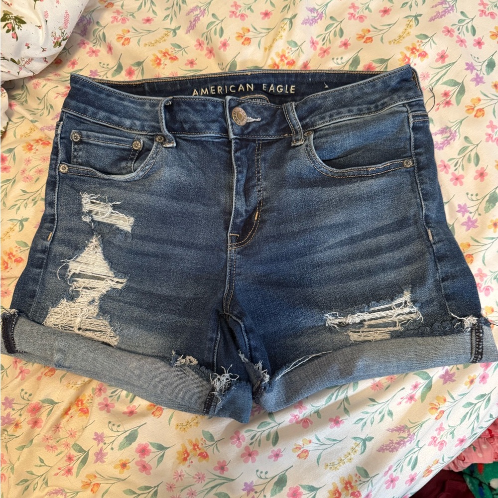 American Eagle Outfitters Distressed Blue Jean Shorts